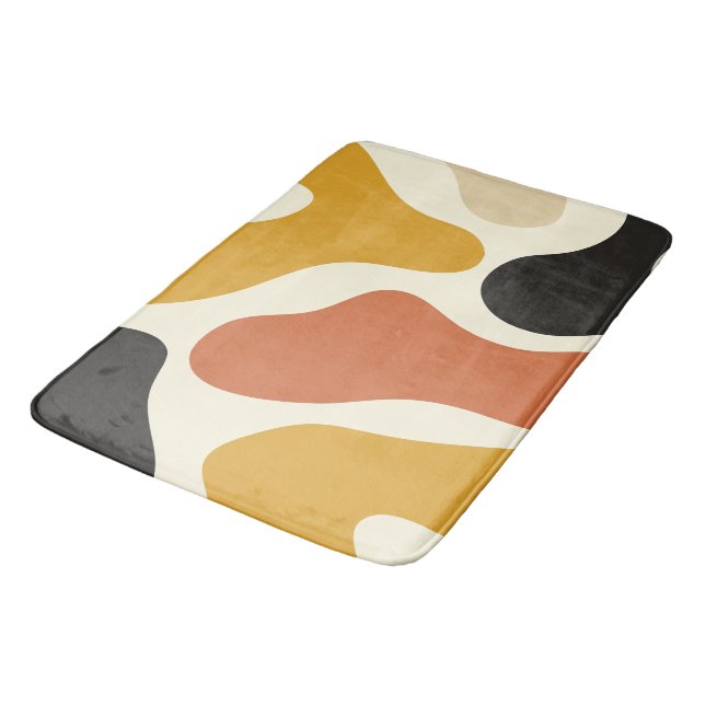 colourful Abstract mustard& Black White Bath Mat (Angled)