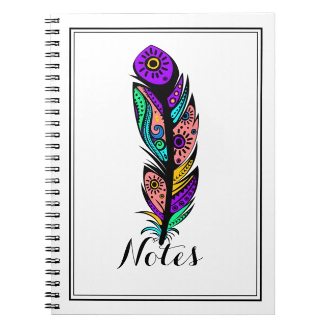 Colourful Abstract Native American Feather No 3 Notebook (Front)