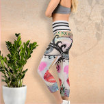 Colourful Abstract Neon Pink Black White Grunge Ar Capri Leggings<br><div class="desc">Bring out your artistic side with this colourful,  abstract design created from my graffiti grunge mixed media collage art with big eyes and lips,  and whimsical doodles in black and white with pops of neon pink,  red,  blue,  and purple and a fun artsy feel.</div>