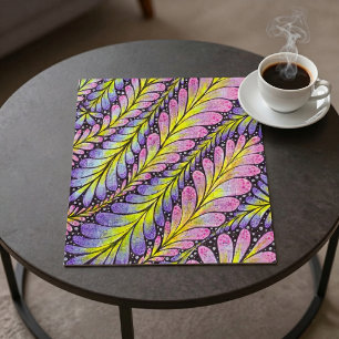 Colourful Abstract Neon Pink Purple Botanical Jigsaw Puzzle