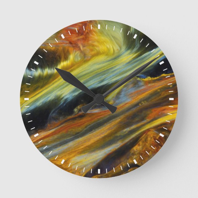 Colourful abstract of Pietersite Round Clock (Front)