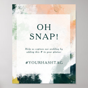 Colourful Abstract Oh Snap Wedding Hashtag Sign