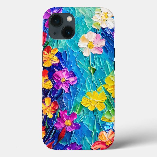 Colourful Abstract Oil Painting of Spring Flowers Case-Mate iPhone Case (Back)