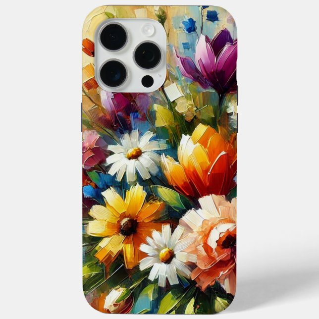 "Colourful Abstract Oil Painting of Spring Flowers Case-Mate iPhone Case (Back)