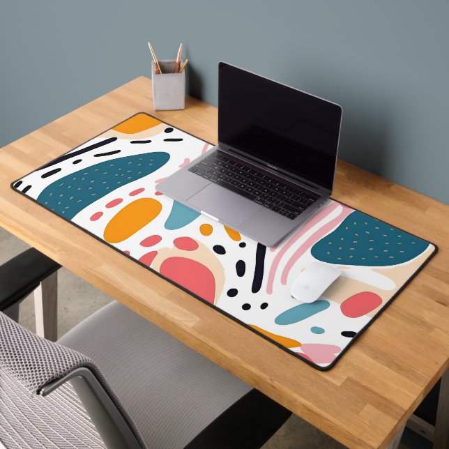 Colourful Abstract Organic Shapes Boho Pattern Desk Mat (Office 2)