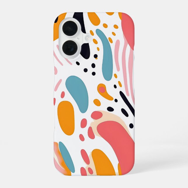Colourful Abstract Organic Shapes Boho Pattern iPhone 16 Case (Back)