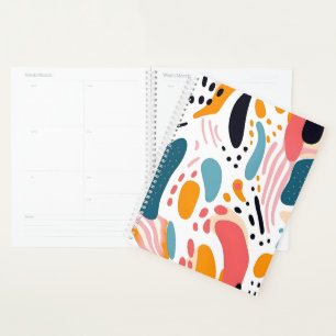 Colourful Abstract Organic Shapes Boho Pattern Planner