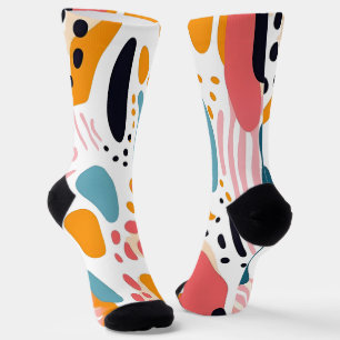 Colourful Abstract Organic Shapes Boho Pattern Socks