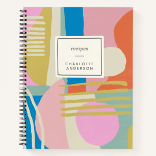 Colourful Abstract Organic Shapes Lines Boho Recip Notebook