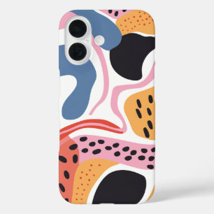 Colourful Abstract Organic Shapes Modern Pattern iPhone 16 Case