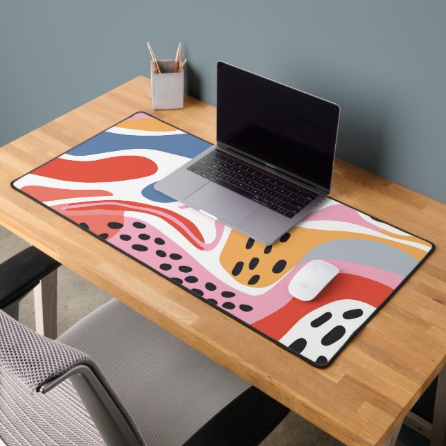 Colourful Abstract Organic Shapes Modern Pattern Desk Mat (Office 2)