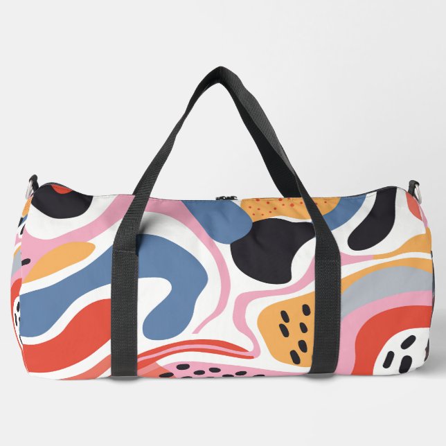 Colourful Abstract Organic Shapes Modern Pattern Duffle Bag (Front)