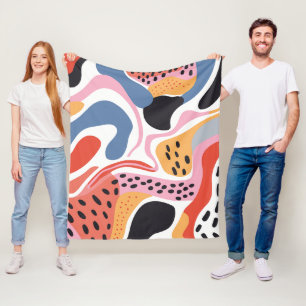 Colourful Abstract Organic Shapes Modern Pattern Fleece Blanket