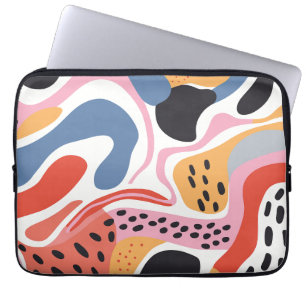 Colourful Abstract Organic Shapes Modern Pattern Laptop Sleeve