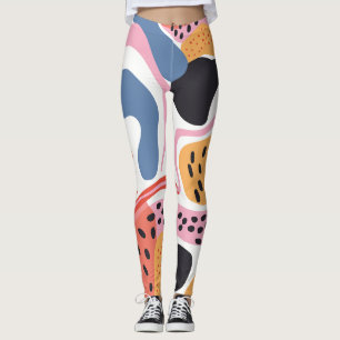 Colourful Abstract Organic Shapes Modern Pattern Leggings