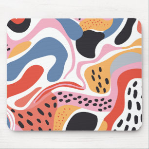 Colourful Abstract Organic Shapes Modern Pattern Mouse Mat