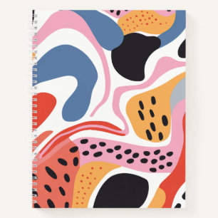 Colourful Abstract Organic Shapes Modern Pattern Notebook