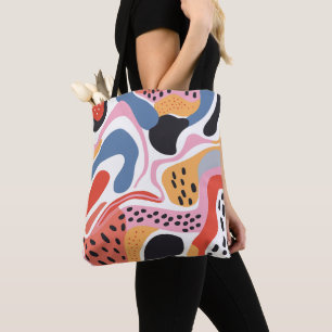 Colourful Abstract Organic Shapes Modern Pattern Tote Bag