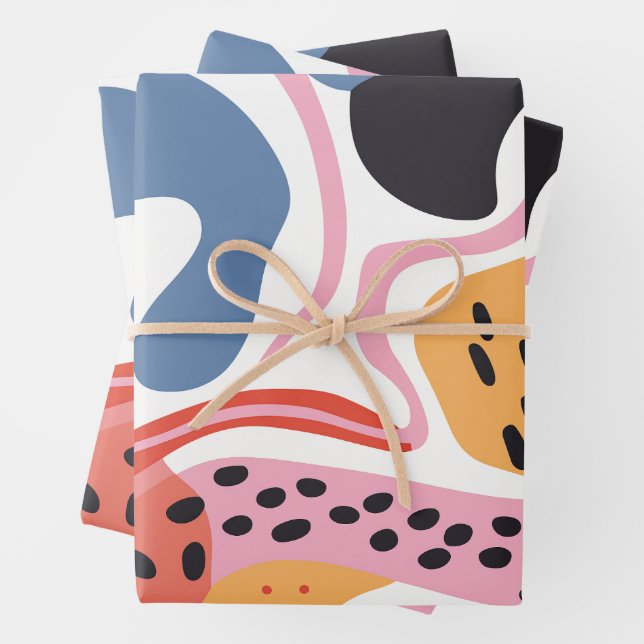 Colourful Abstract Organic Shapes Modern Pattern Wrapping Paper Sheet (In situ)