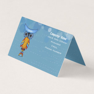 Colourful Abstract Owl Big Blue Eyes Circles Business Card