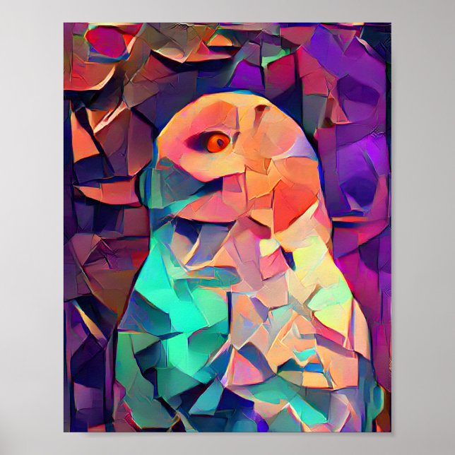 Colourful Abstract Owl Poster (Front)