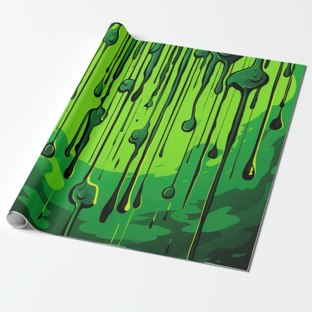 Colourful Abstract Paint Drips (12) Wrapping Paper (Unrolled)
