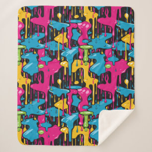 Colourful Abstract Paint Drips (1) Sherpa Blanket
