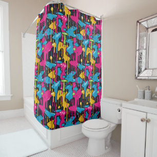 Colourful Abstract Paint Drips (1) Shower Curtain