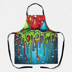 Colourful Abstract Paint Drips (20) Apron