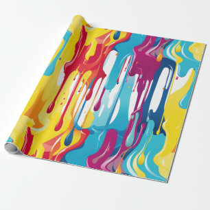Colourful Abstract Paint Drips (3) Wrapping Paper