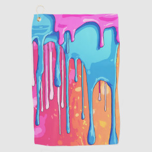 Colourful Abstract Paint Drips (4) Golf Towel
