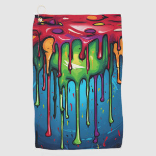 Colourful Abstract Paint Drips (6) Golf Towel