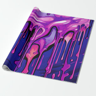 Colourful Abstract Paint Drips (8) Wrapping Paper