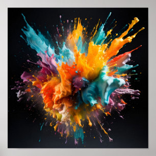 Colourful abstract paint explosion poster