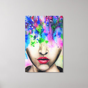 Colourful Abstract Paint Face Canvas Print
