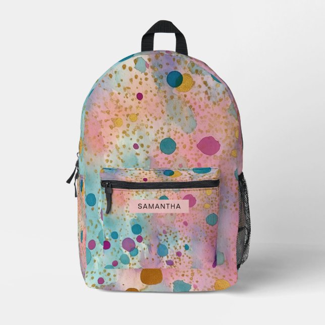 Colourful Abstract Paint Splatter Art (14) Printed Backpack (Front)
