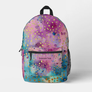 Colourful Abstract Paint Splatter Art (15) Printed Backpack