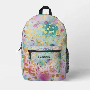 Colourful Abstract Paint Splatter Art (16) Printed Backpack