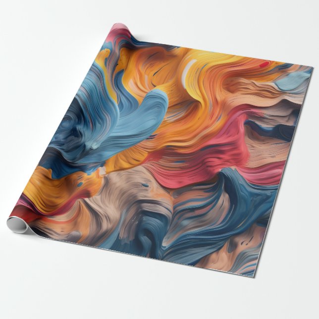 Colourful Abstract Paint Splatter Art (5) Wrapping Paper (Unrolled)
