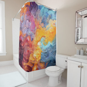 Colourful Abstract Paint Splatter Art (8) Shower Curtain
