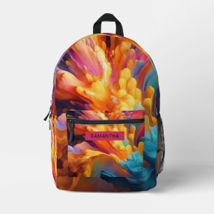 Colourful Abstract Paint Splatter Art Printed Backpack