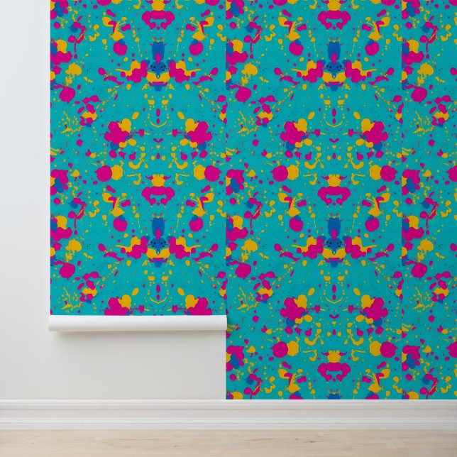 Colourful Abstract Paint Splatter Pattern Wallpaper (Application)