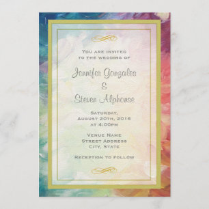 Colourful Abstract Paint Wedding Invitation