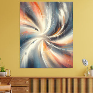 Colourful Abstract Paintbrush Spiral Pattern Canvas Print