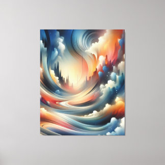 Colourful Abstract Paintbrush Wavy Pattern Canvas Print