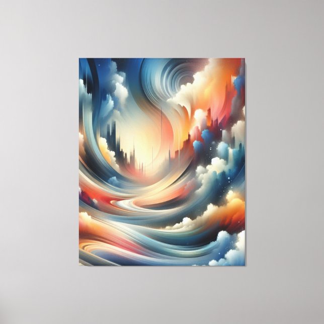 Colourful Abstract Paintbrush Wavy Pattern Canvas Print (Front)