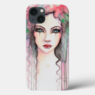 Colourful Abstract Painted Girl Watercolor iPhone 13 Case