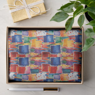 Colourful Abstract Painted Squares Tissue Paper
