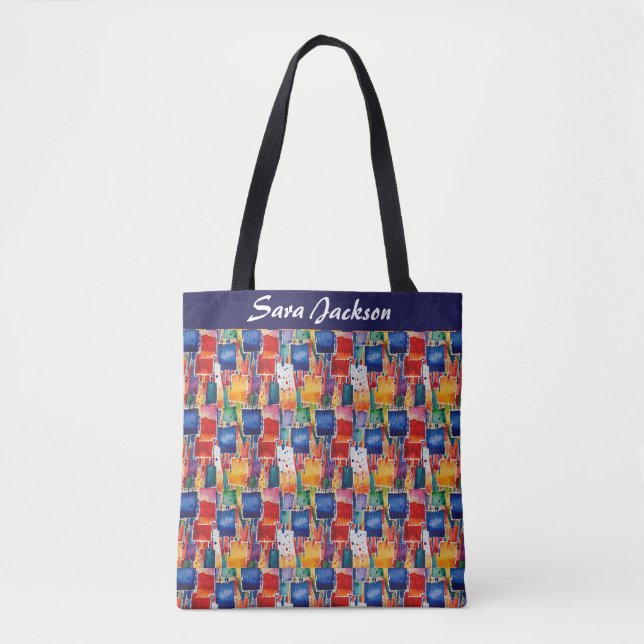 Colourful Abstract Painted Squares Tote Bag (Front)