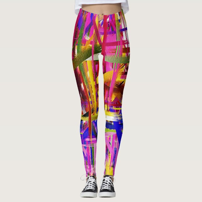 Colourful Abstract Painting #15 Leggings (Front)
